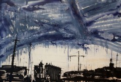Francesco Barbieri, Sotto un cielo al petrolio, acrilico su tela, 70x100 cm, 2013